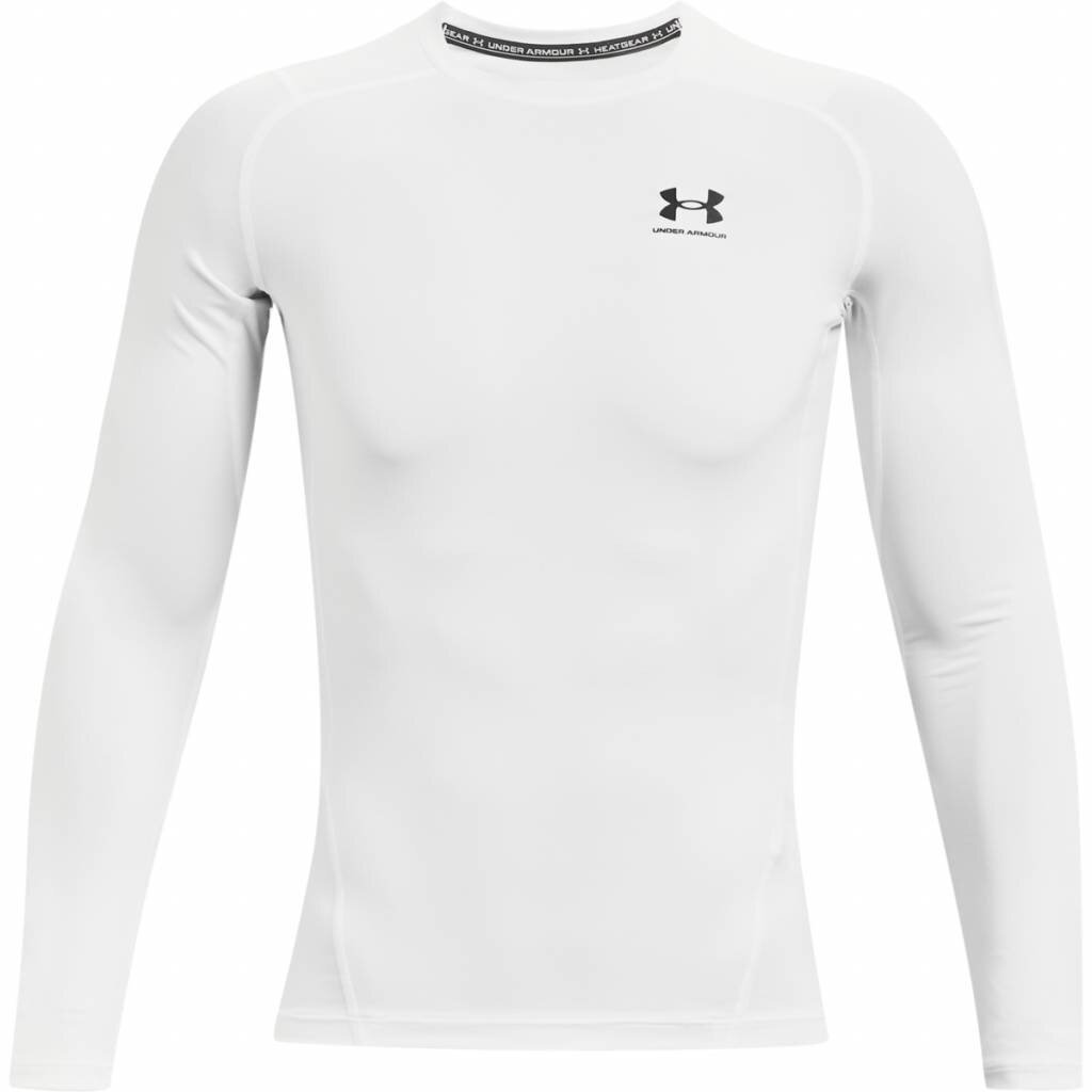 Under Armour HeatGear heren compressie shirt lange mouw, wit/zwart