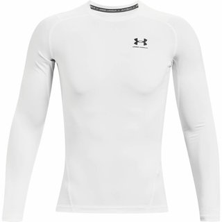 Under Armour HeatGear heren compressie shirt lange mouw, wit/zwart