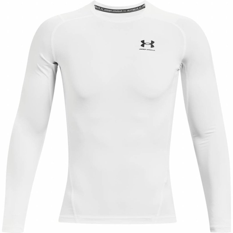 Under Armour HeatGear heren compressie shirt lange mouw, wit/zwart