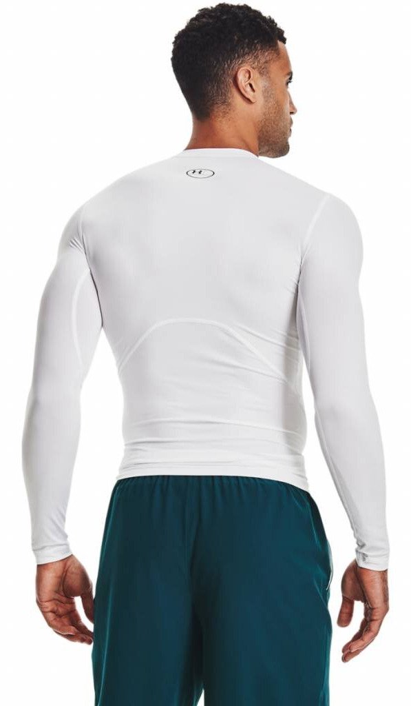 Under Armour HeatGear heren compressie shirt lange mouw, wit/zwart