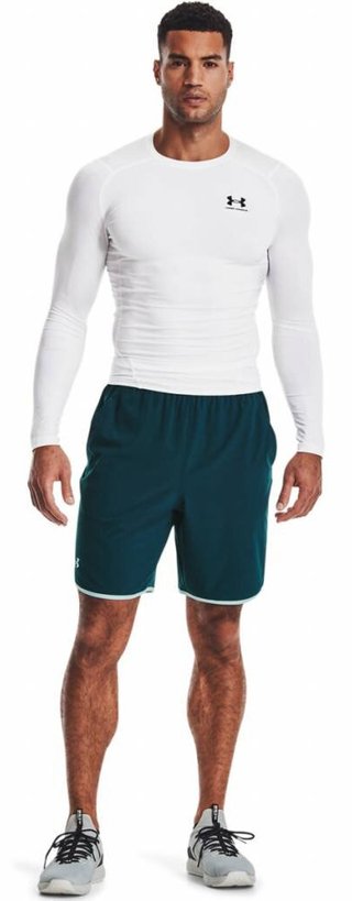 Under Armour HeatGear heren compressie shirt lange mouw, wit/zwart