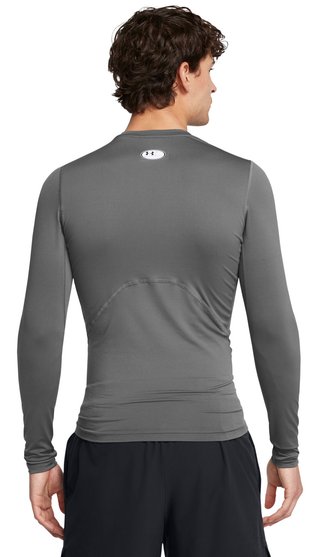 Under Armour HeatGear heren compressie shirt lange mouw, castlerock/wit
