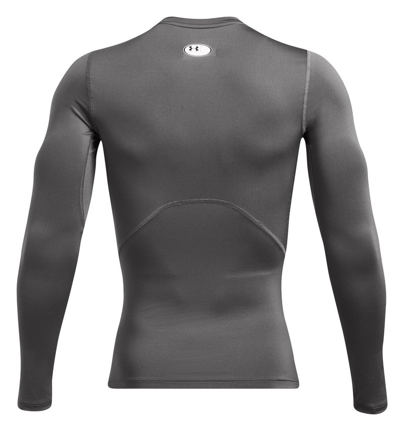 Under Armour HeatGear heren compressie shirt lange mouw, castlerock/wit