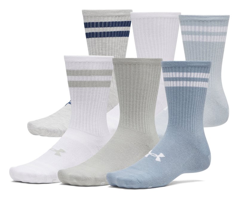 Under Armour Essential Crew unisex sokken (6 pack), blue fog/blue wind/wit