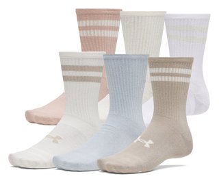Under Armour Essential Crew unisex sokken (6 pack), timberwolf taupe/wit/stone