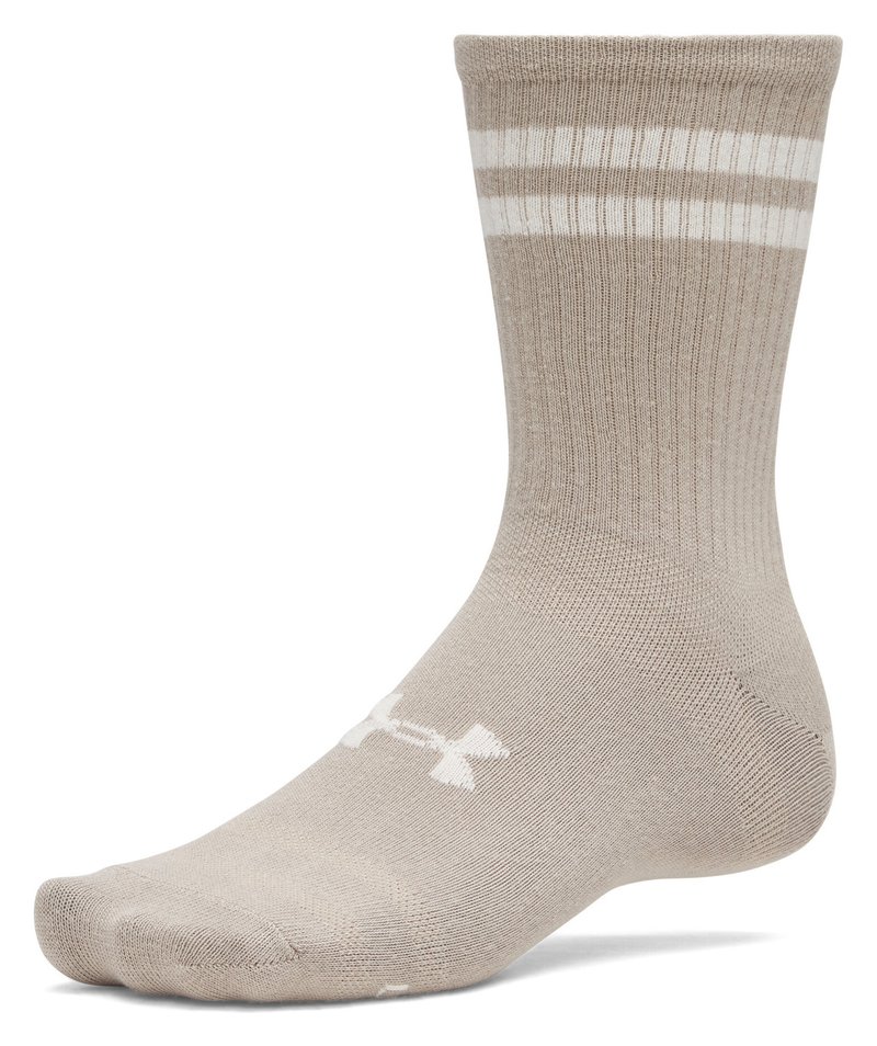Under Armour Essential Crew unisex sokken (6 pack), timberwolf taupe/wit/stone