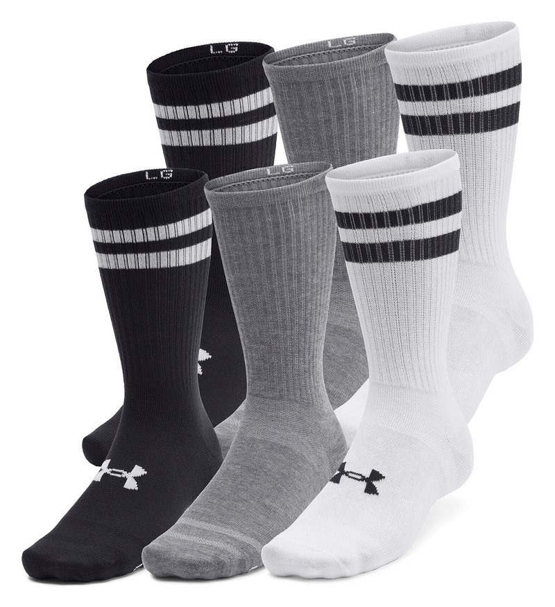 Under Armour Essential Crew unisex sokken (6 pack), wit/zwart