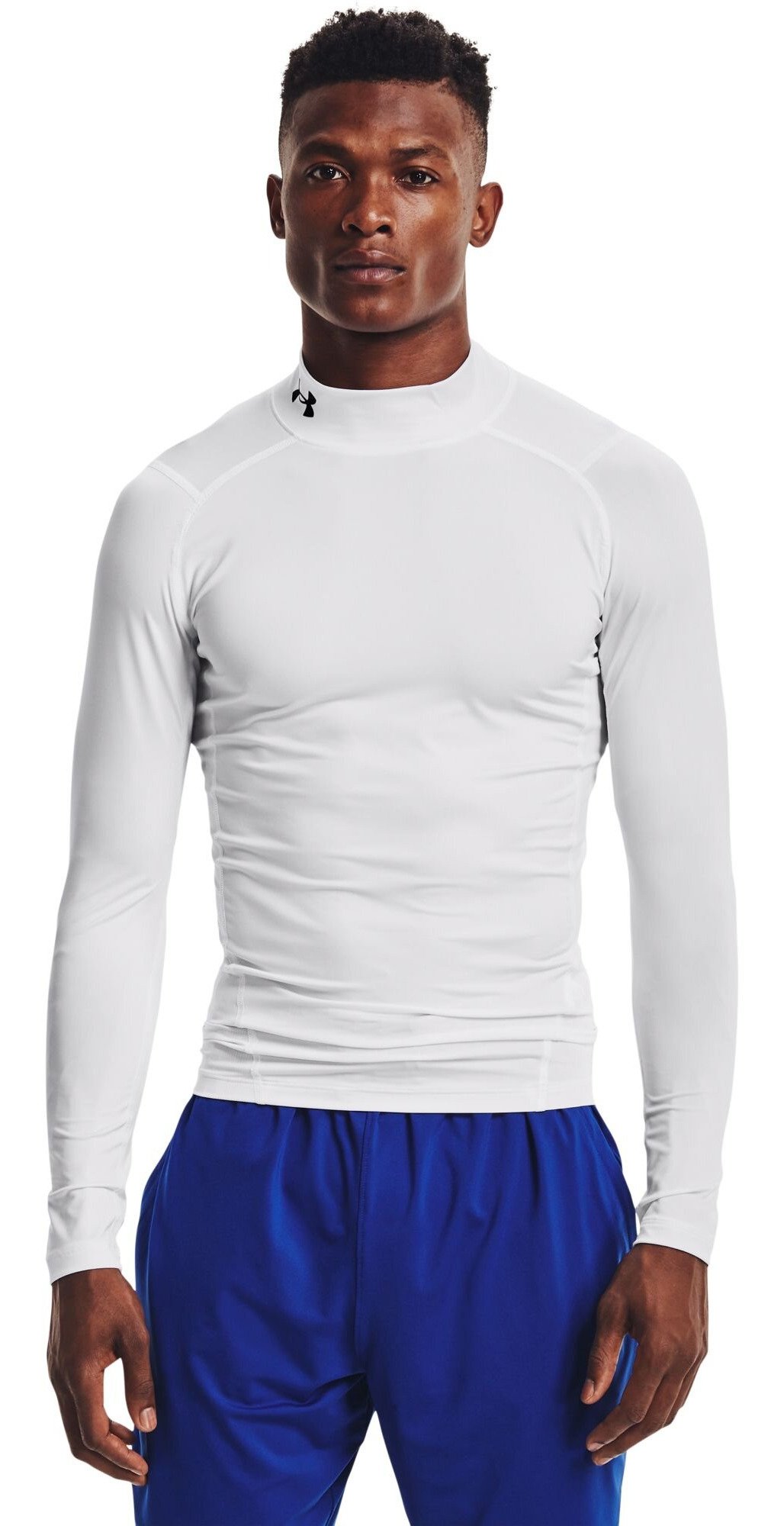 Under Armour HeatGear Comp Mock heren compressie shirt lange mouw, wit/zwart