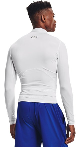 Under Armour HeatGear Comp Mock heren compressie shirt lange mouw, wit/zwart