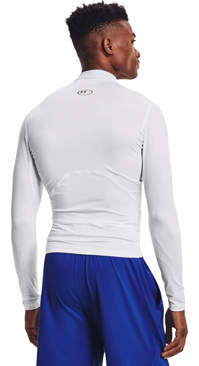 Under Armour HeatGear Comp Mock heren compressie shirt lange mouw, wit/zwart