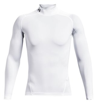 Under Armour HeatGear Comp Mock heren compressie shirt lange mouw, wit/zwart