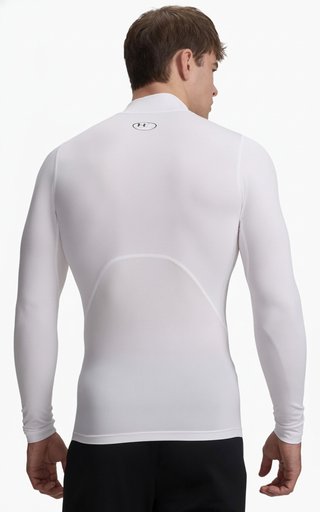 Under Armour HeatGear Comp Mock heren compressie shirt lange mouw, wit/zwart