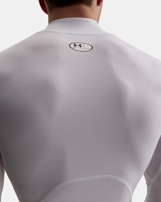 Under Armour HeatGear Comp Mock heren compressie shirt lange mouw, wit/zwart
