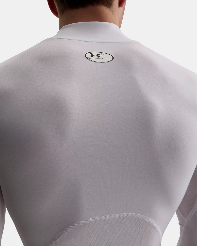 Under Armour HeatGear Comp Mock heren compressie shirt lange mouw, wit/zwart
