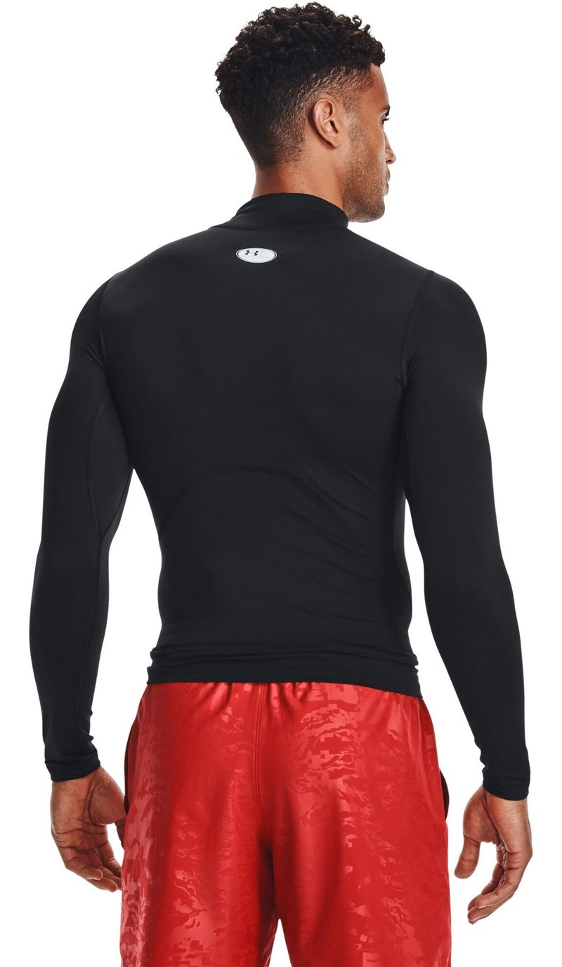 Under Armour HeatGear Comp Mock heren compressie shirt met lange mouwen, zwart/wit