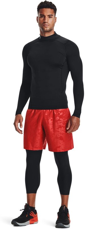 Under Armour HeatGear Comp Mock heren compressie shirt met lange mouwen, zwart/wit