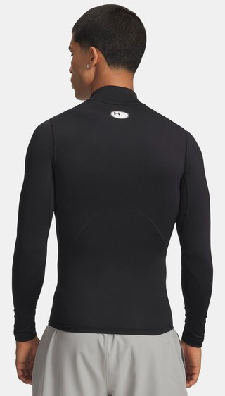 Under Armour HeatGear Comp Mock heren compressie shirt met lange mouwen, zwart/wit