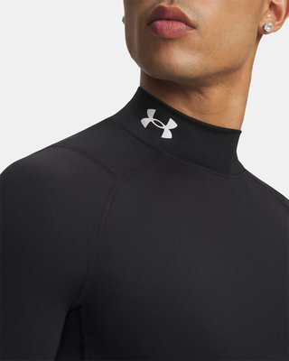 Under Armour HeatGear Comp Mock heren compressie shirt met lange mouwen, zwart/wit