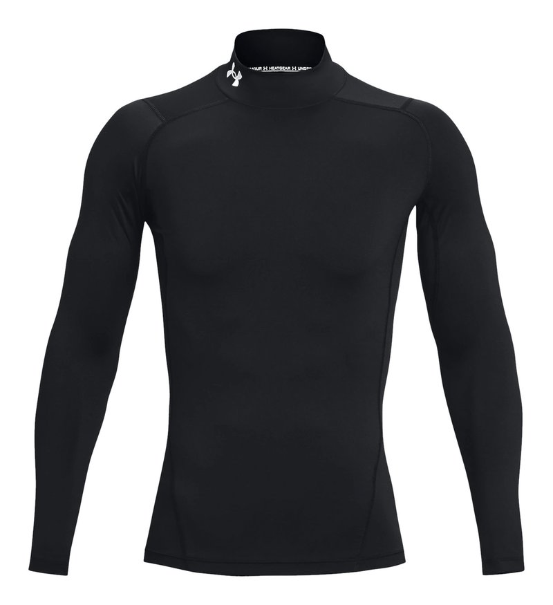 Under Armour HeatGear Comp Mock heren compressie shirt met lange mouwen, zwart/wit