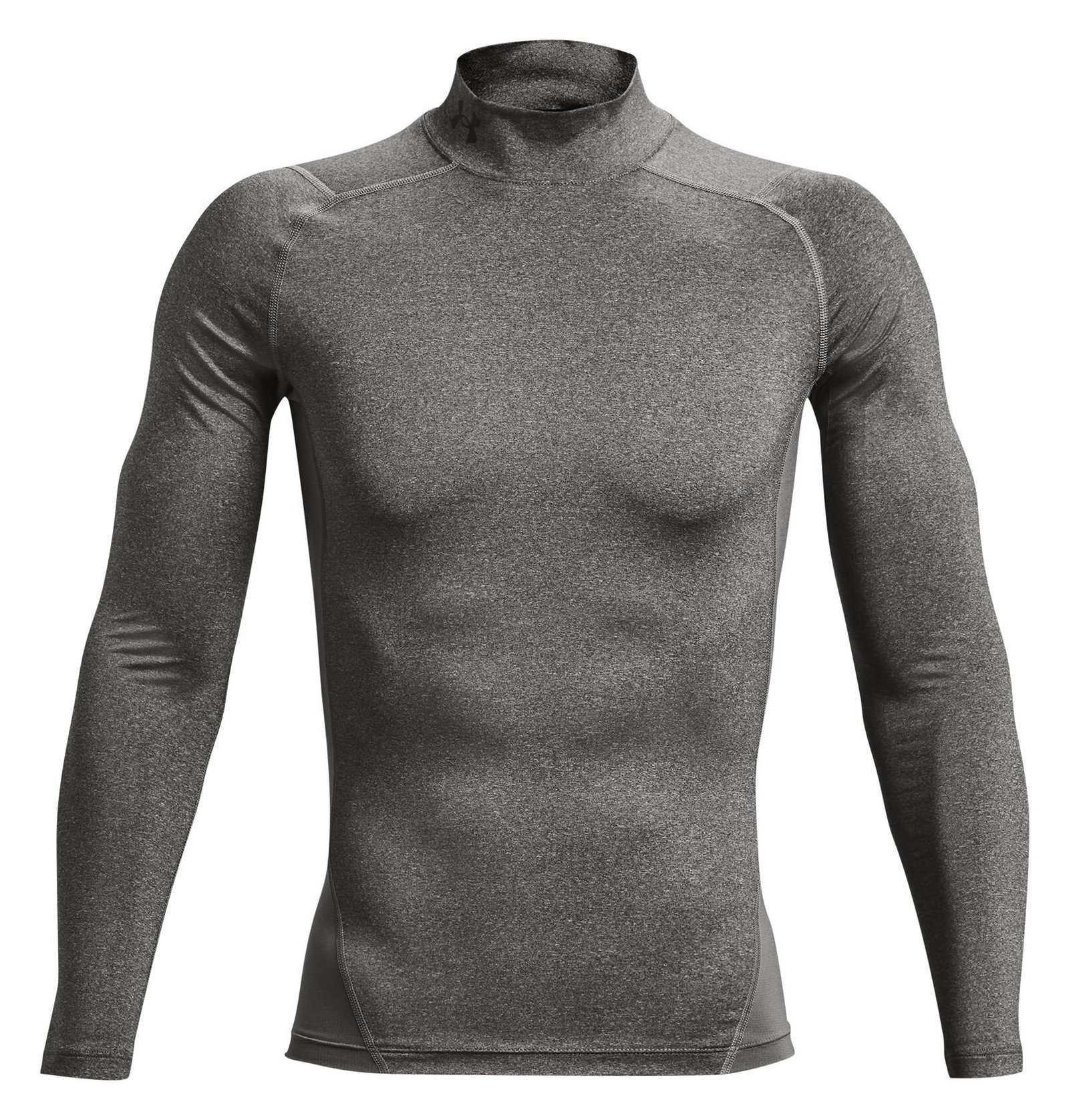 Under Armour HeatGear Comp Mock heren compressie shirt lange mouw, carbon heather/zwart