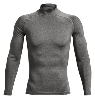 Under Armour HeatGear Comp Mock heren compressie shirt lange mouw, carbon heather/zwart
