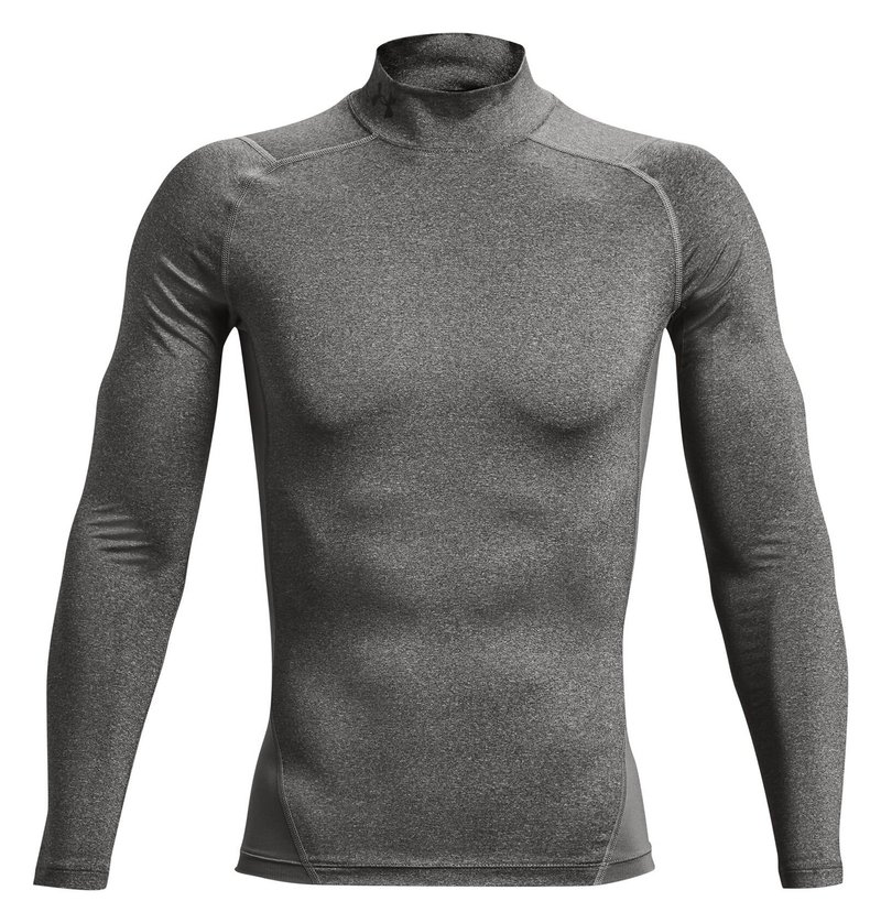 Under Armour HeatGear Comp Mock heren compressie shirt lange mouw, carbon heather/zwart