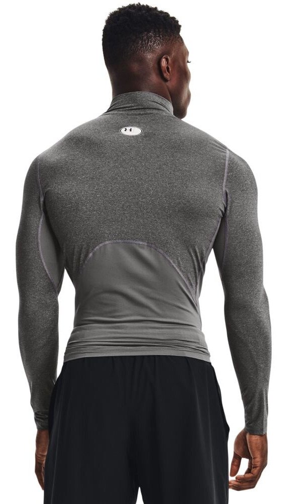 Under Armour HeatGear Comp Mock heren compressie shirt lange mouw, carbon heather/zwart