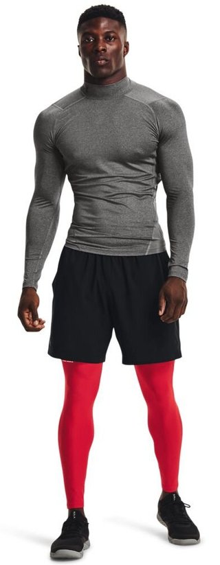 Under Armour HeatGear Comp Mock heren compressie shirt lange mouw, carbon heather/zwart