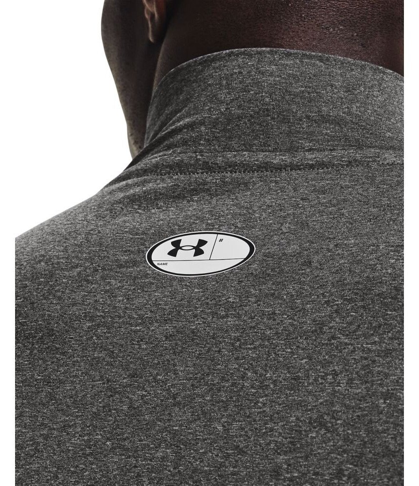 Under Armour HeatGear Comp Mock heren compressie shirt lange mouw, carbon heather/zwart