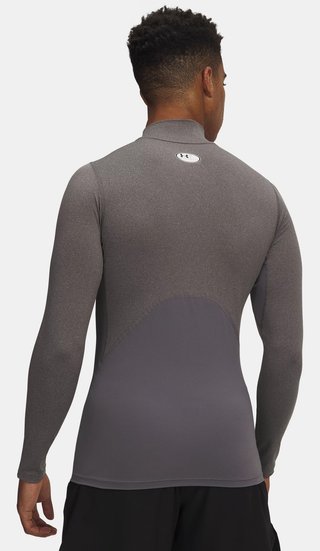 Under Armour HeatGear Comp Mock heren compressie shirt lange mouw, carbon heather/zwart