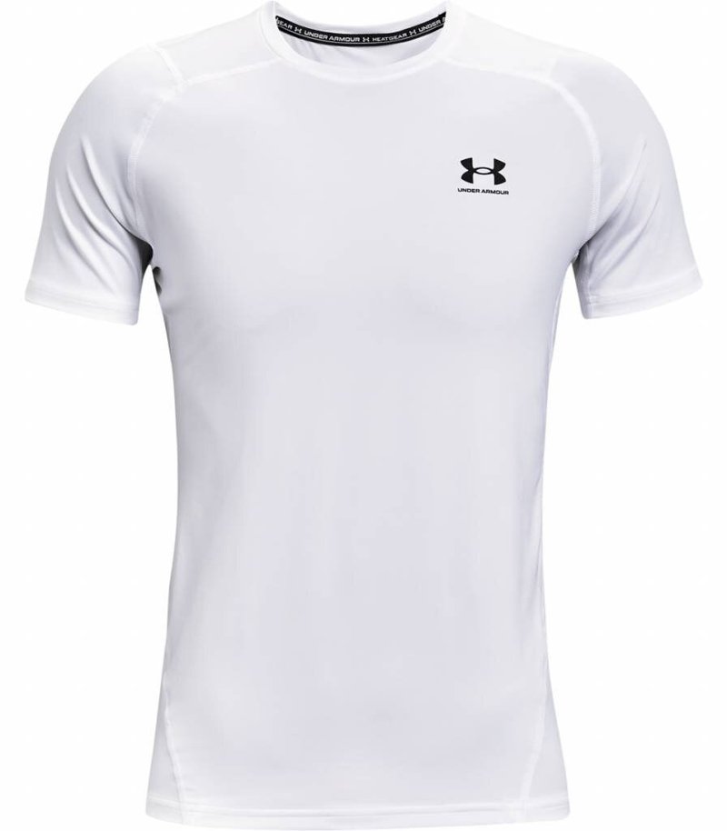 Under Armour HG Fitted SS heren t-shirt, wit/zwart