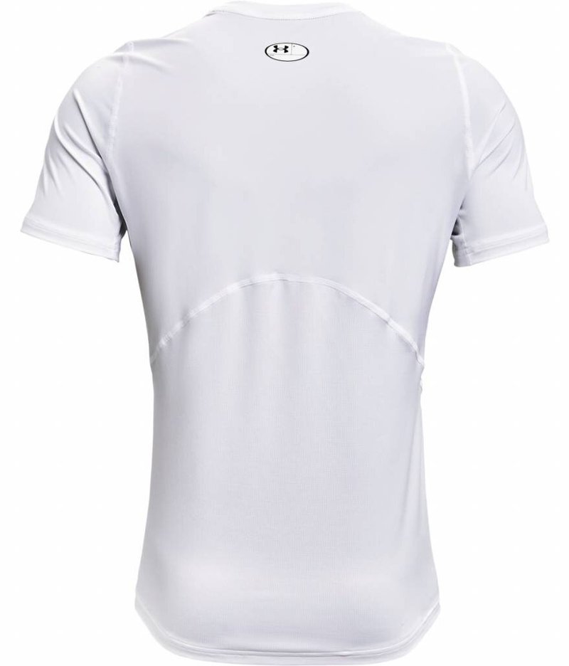 Under Armour HG Fitted SS heren t-shirt, wit/zwart