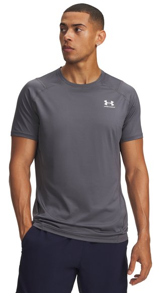 Under Armour HeatGear Fitted S heren t-shirt, castlerock/wit