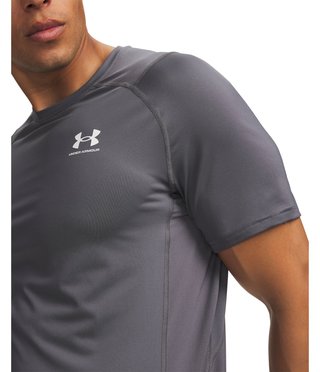 Under Armour HeatGear Fitted S heren t-shirt, castlerock/wit