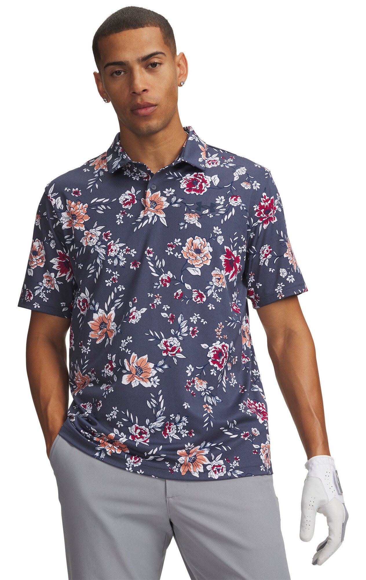 Under Armour Matchplay Printed heren polo, downpour gray