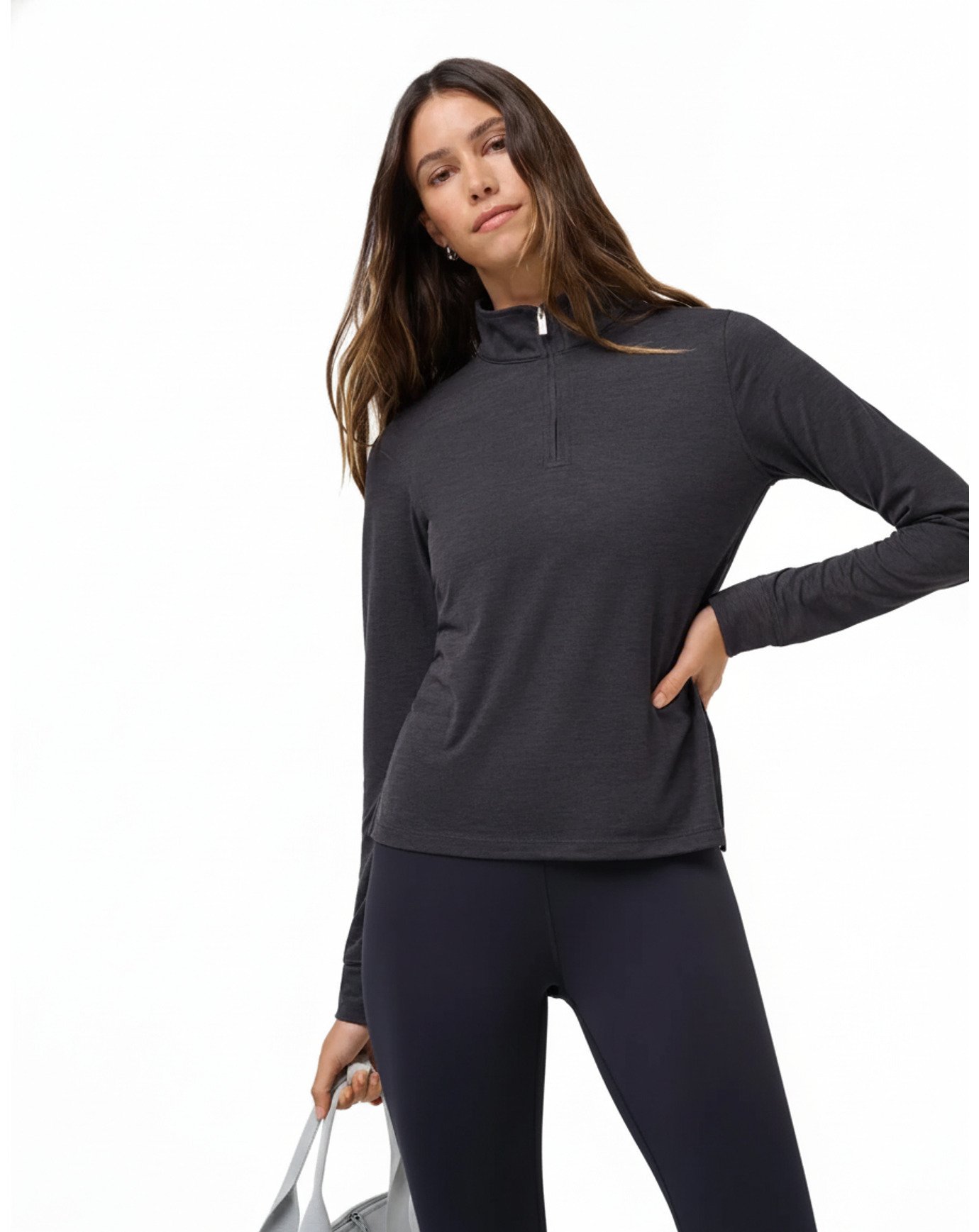 Travis Mathew Skyloft Light Zip longsleeve dames polo, heather black