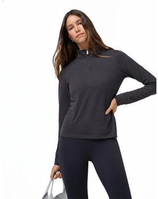 Travis Mathew Skyloft Light Zip longsleeve dames polo, heather black
