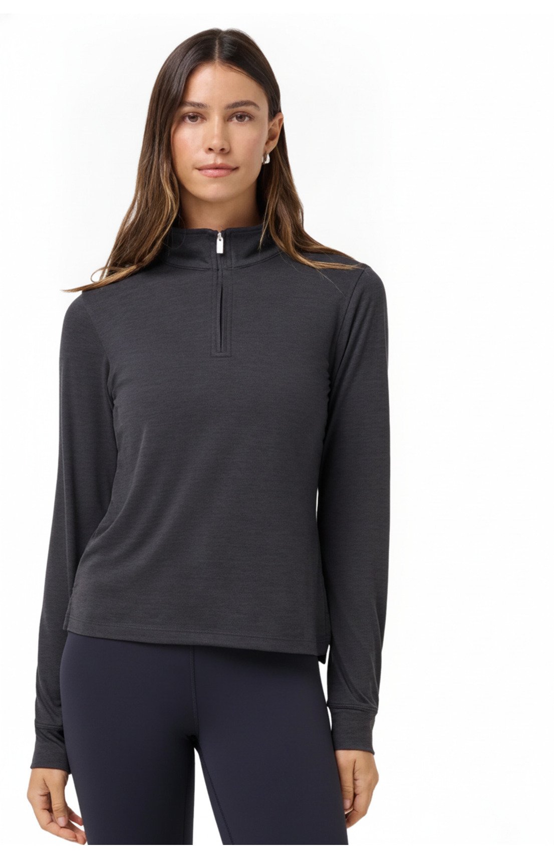 Travis Mathew Skyloft Light Zip longsleeve dames polo, heather black