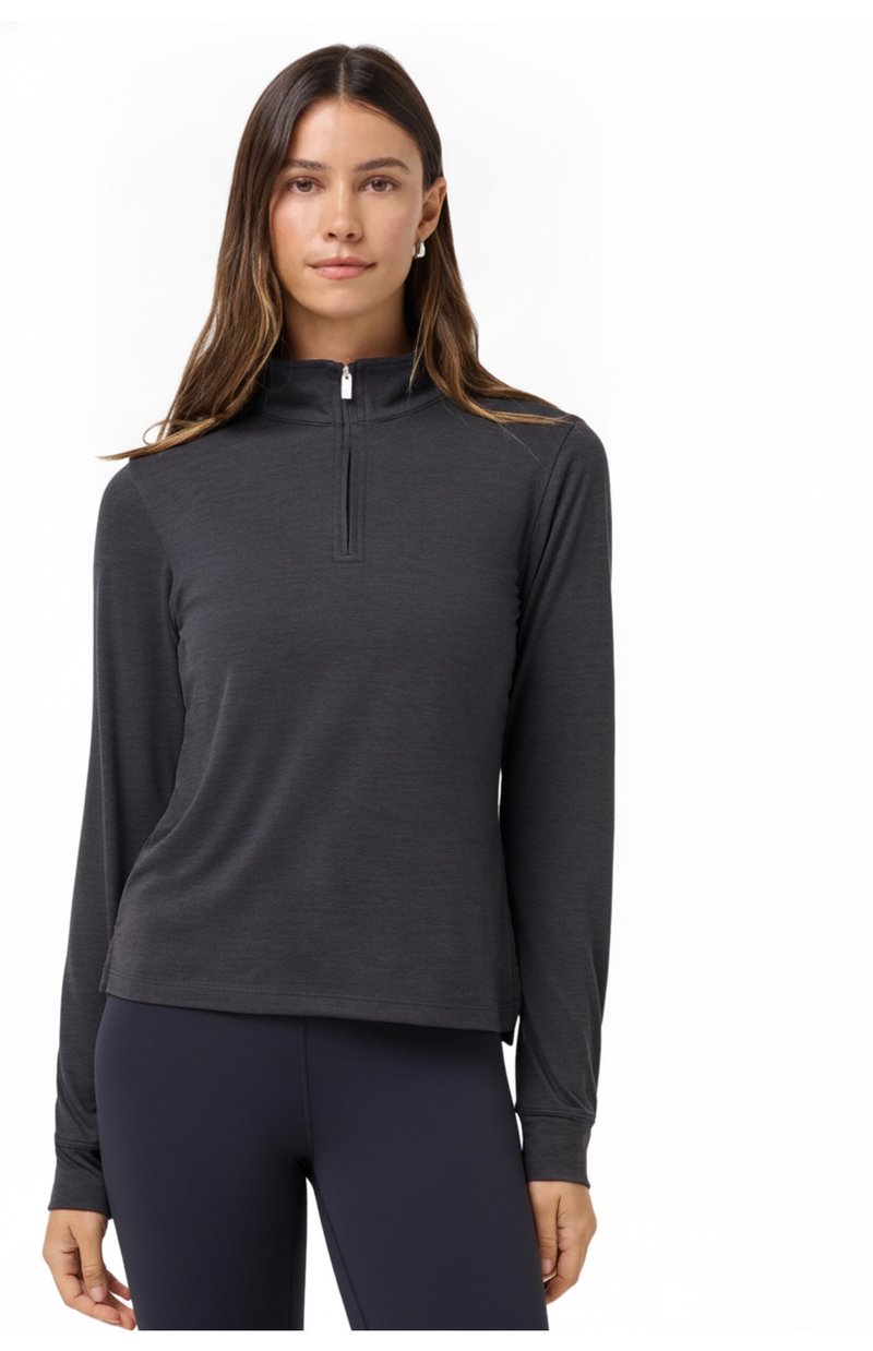 Travis Mathew Skyloft Light Zip longsleeve dames polo, heather black