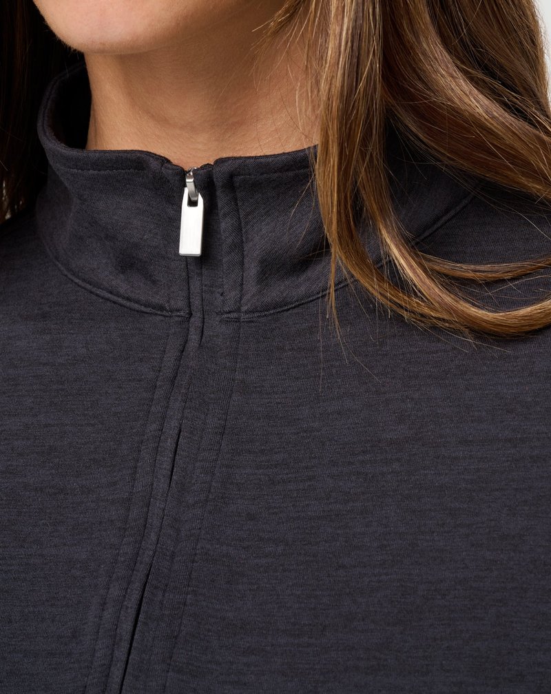 Travis Mathew Skyloft Light Zip longsleeve dames polo, heather black