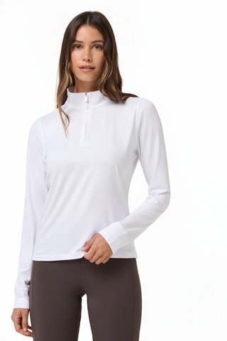 Travis Mathew Skyloft Light Zip longsleeve dames polo, wit