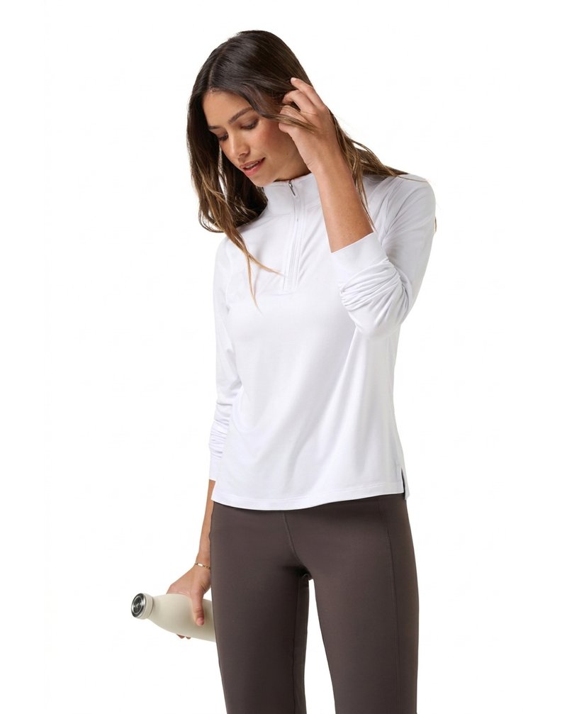 Travis Mathew Skyloft Light Zip longsleeve dames polo, wit