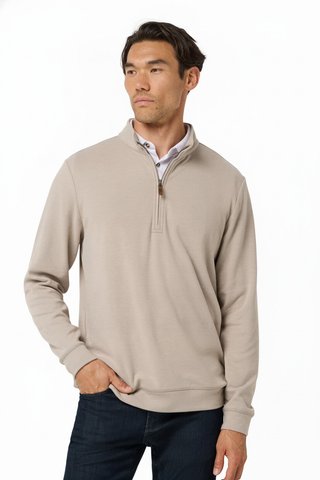 Travis Mathew Cloud heren trui 1/4 zip, heather roasted cashew