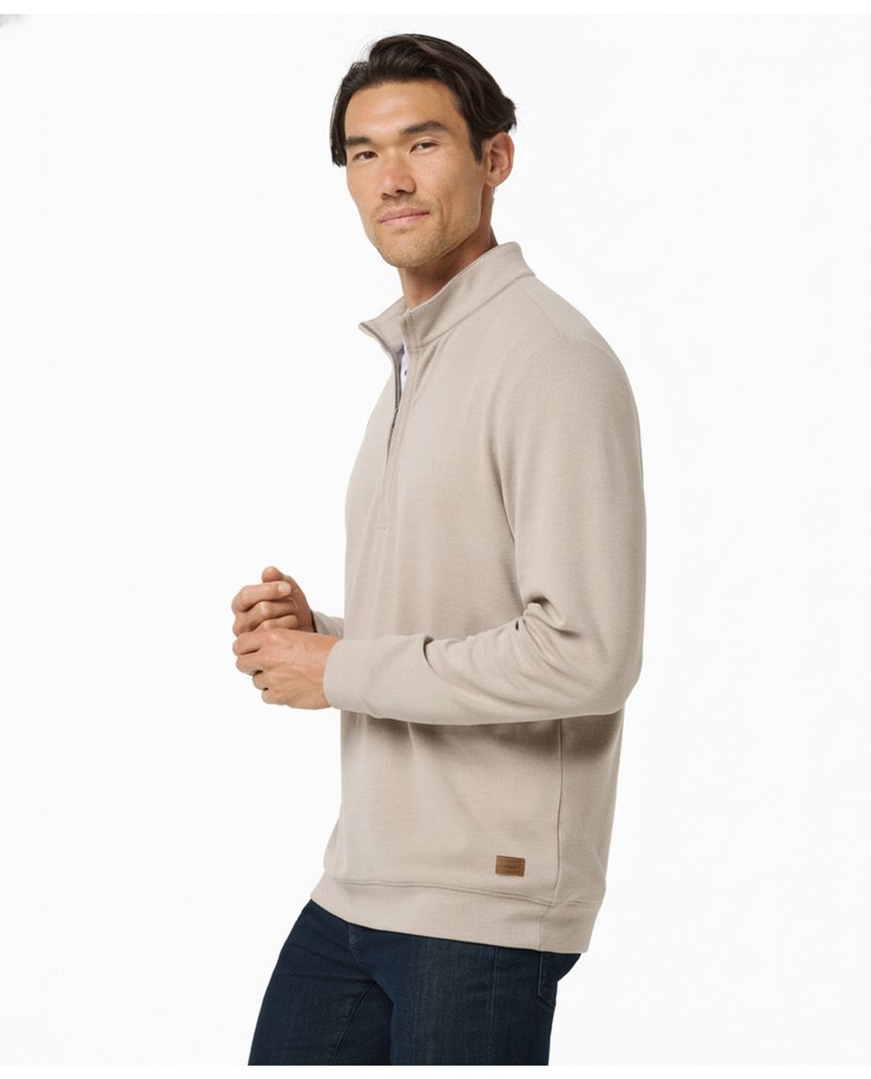 Travis Mathew Cloud heren trui 1/4 zip, heather roasted cashew