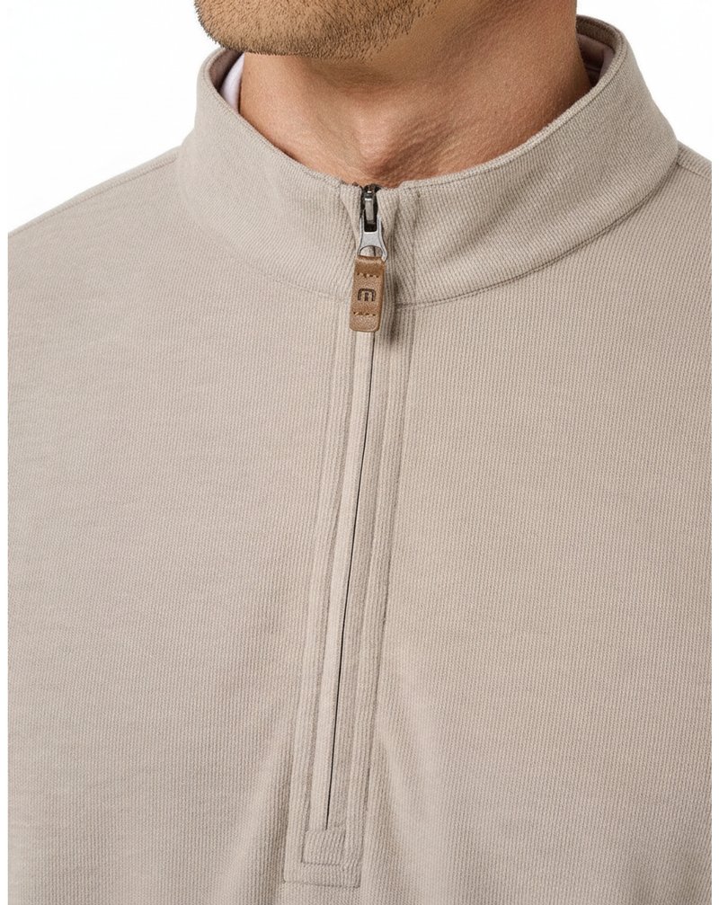 Travis Mathew Cloud heren trui 1/4 zip, heather roasted cashew