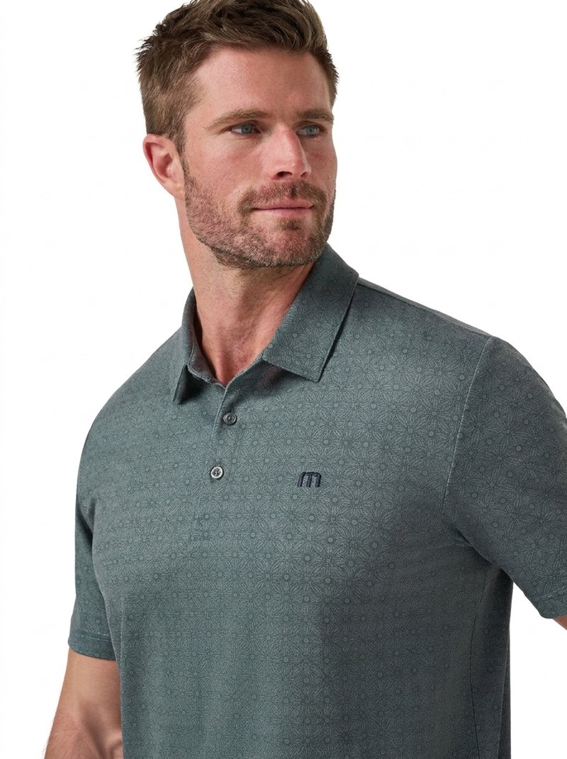 Travis Mathew Featherweight Trophy Ready heren polo, balsam green