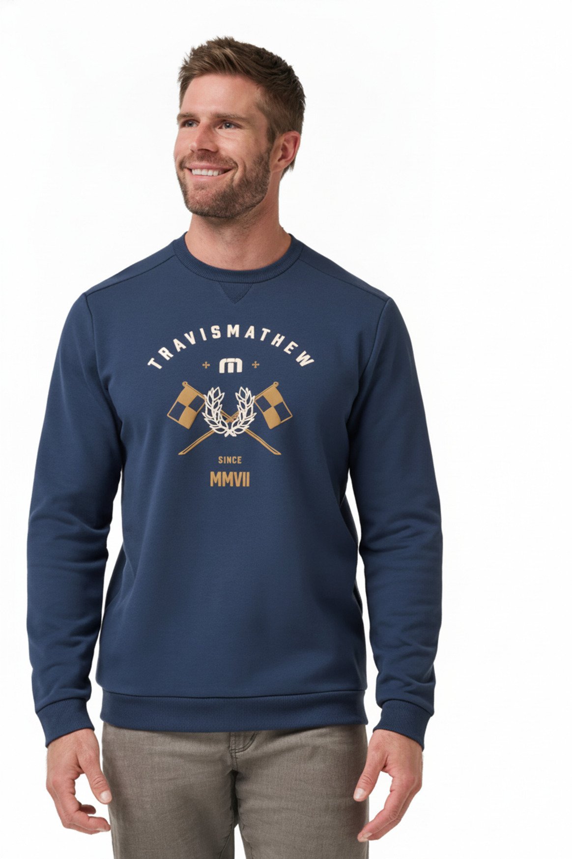 Travis Mathew TM Varsity Club Crew heren sweater, total eclipse
