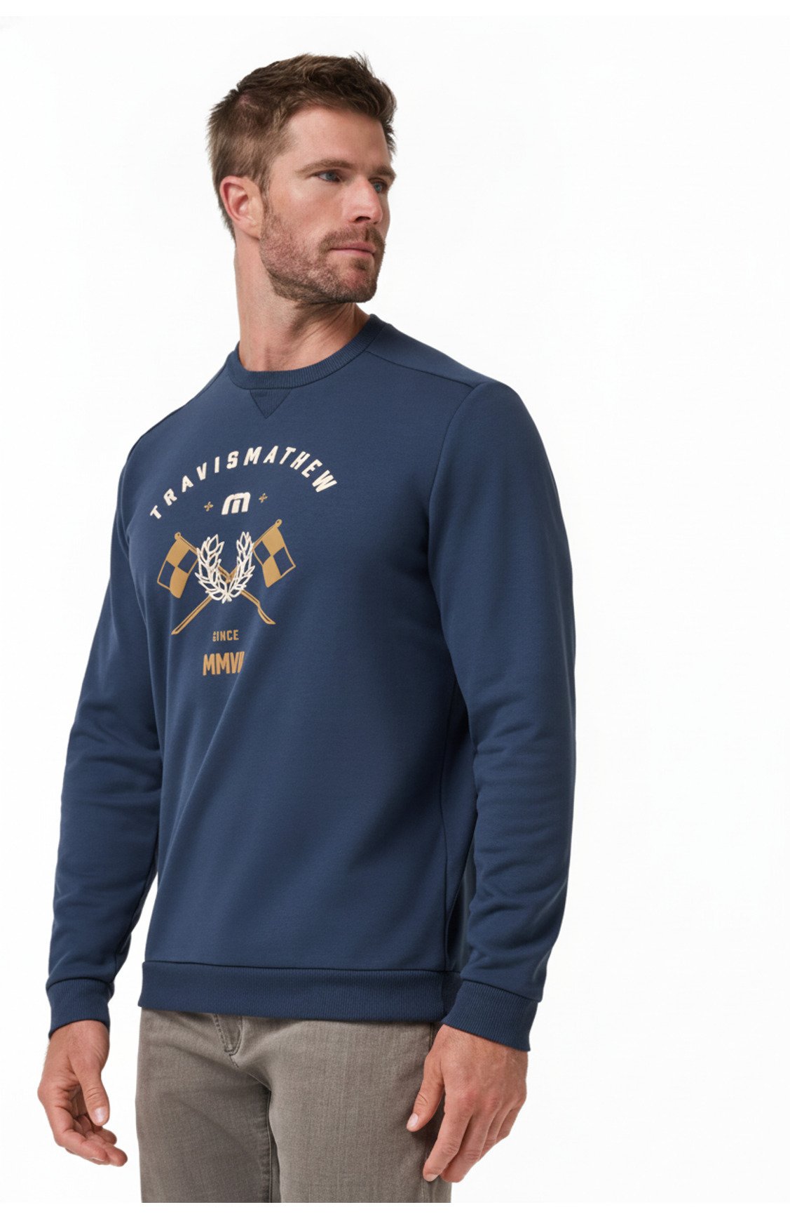 Travis Mathew TM Varsity Club Crew heren sweater, total eclipse
