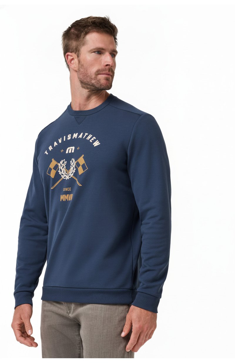 Travis Mathew TM Varsity Club Crew heren sweater, total eclipse