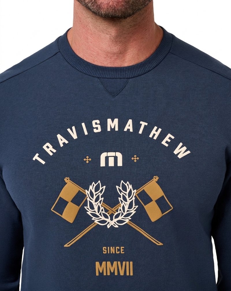 Travis Mathew TM Varsity Club Crew heren sweater, total eclipse
